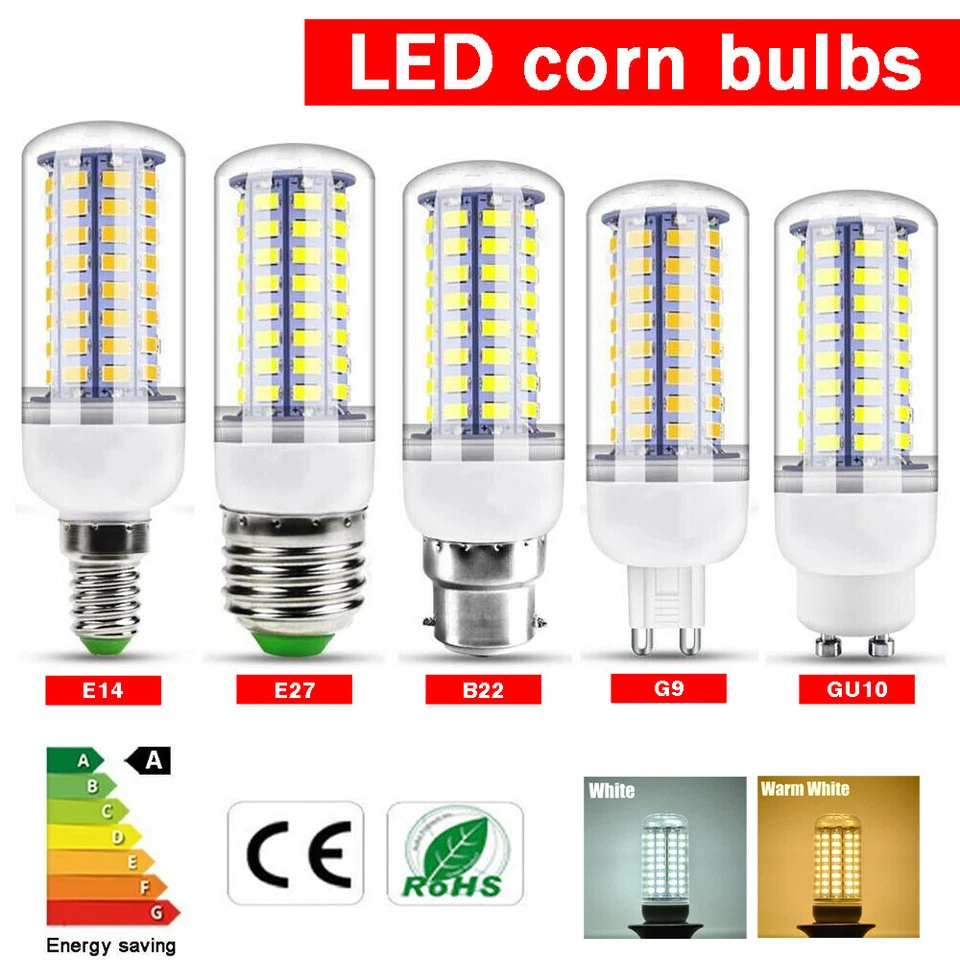 Bulb E27 GU10 G9 LED E14 Corn Light SMD2835 220V chips warm/white Home Lamp - Image 1 of 4