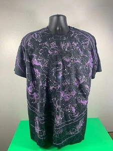 Vintage 90's Constellation Zodiac T Shirt Liquid Blue XL 30x21 All Over Print - Picture 1 of 10