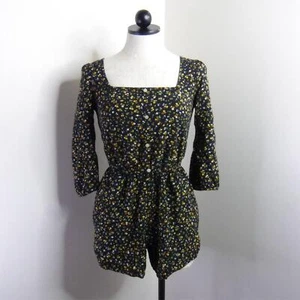 Arizona Junior S schwarz Blumen Bauern 3/4 Ärmel elastische Taille Viskose Strampler - Bild 1 von 9