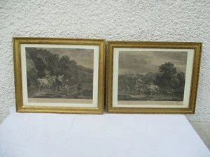 Gravures XVIIIème Siècle encadrés sous-verres Plaisir et retour au village - Foto 1 di 24