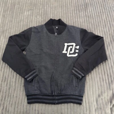 DC Shoes Jacket Mens S Gray Black Full Zip Varsity Coat Y2K Skateboarding Retro - Image 1 of 4