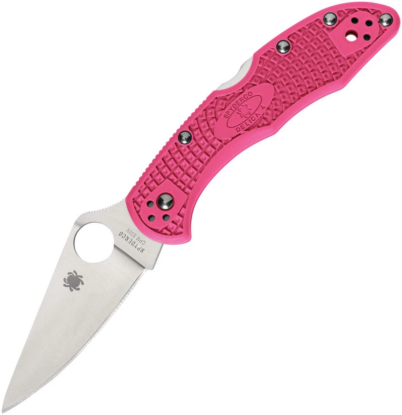 Spyderco Delica 4 Lockback Knife Pink FRN Black Clip S30v C11FPPNS30V