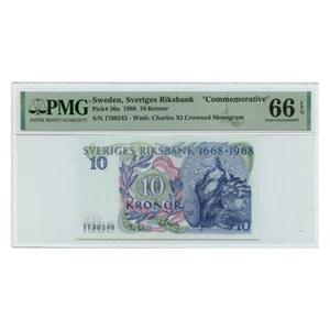 *jcr_m* Suécia 10 Kronor 1968 Pick 56a "Commemorative" PMG 66 - Picture 1 of 2
