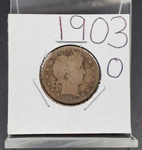 1903 O Barber Silver Quarter Coin Münze AG About Good Circ New Orleans Mint - Bild 1 von 4