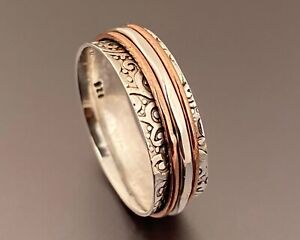 Stunning Handmade Solid 925 Sterling Silver Spinner Ring Gift For Christmas