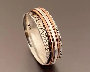 Impresionante anillo giratorio de plata esterlina 925 liso hecho a mano regalo para Navidad - Imagen 1 de 4