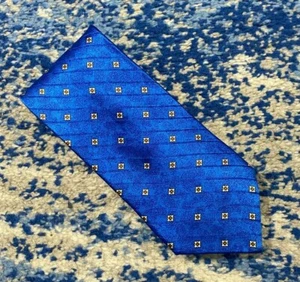 Corbata de seda geométrica Dolcepunta azul marfil gris naranja negro cachemira Italia - Imagen 1 de 8