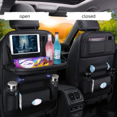 Cuero Asientos Coche Organizador Con Tabla - Fácil de Instalar, Negro - Imagen 1 de 3