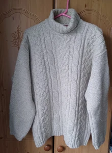 Burton Menswear Grau Zopfmuster Pullover Polokragen Wolle Größe Small Top Zustand - Bild 1 von 8