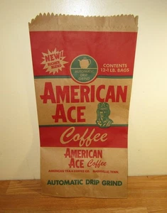 American Ace Kaffee Nashville TENN Papiersack 22" x 11" - Bild 1 von 3