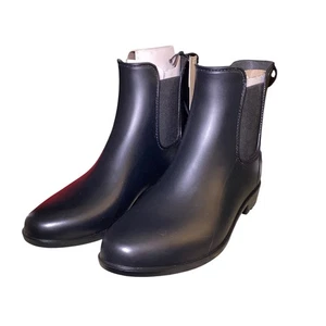 A New Day Waterproof Rain Boots Chelsea Ankle Pull On Black Size 7 NWT no box - Picture 1 of 14