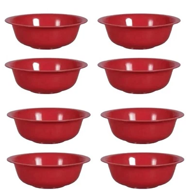8-Pack Sturdy RED Cereal Bowls 6.5" Wide BPA-FREE Plastic FAST FREE SHIPPING - Image 1 of 4