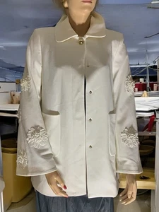 Zara Womens Gold Tone Button Flower Accent Sleeves Lined White  Blazer Size S - Picture 1 of 3