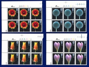 Juego de flores 1987 SG1347-1350 18-34p (4) bloques de cilindros (6) MNH UMM lbeq - Imagen 1 de 2