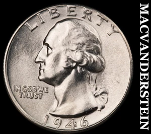 Cuarto de dólar Washington 1946-D - gema de elección brillante sin circular brillante #D8814 - Imagen 1 de 2