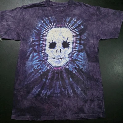 The Mountain Skull Tie-Dye T-Shirt Purple Blue Graphic Cotton Tee Size L - Image 1 of 4