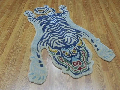 Tibetan Tiger Bengal Rug Shape Handmade Kids Boho Rug Aesthetic Rug 3x5 Ft - Image 1 of 4