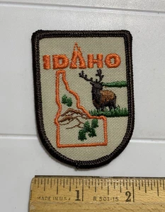 Insigne patch brodé souvenir élan cerf contour état de l'Idaho orange marron - Photo 1/3