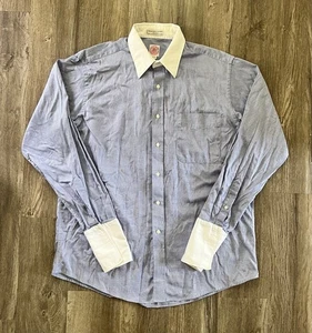 J. PRESS Uomo LS Blu Bianco Check Oxford Bottoni Ago Singolo Sartoriale | 16-35 - Foto 1 di 7