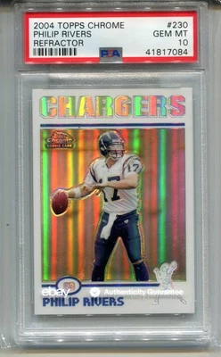 2004 Topps Chrome Philip Rivers Rookie Card Refractor PSA 10 Graded Gem Mint 230 - Image 1 of 2