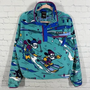 Columbia Disney T Snaap Fleecejacke Damen Small grün türkis Alloverprint Wandern - Bild 1 von 17