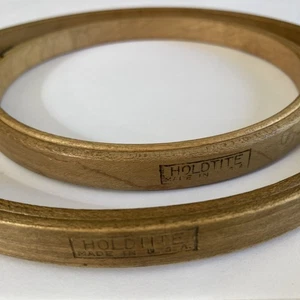 Vtg 2 Wood Embroidery Hoops 5” & 7” Gibbs Hold Tite Spring Tension Non Felt USA - Picture 1 of 6
