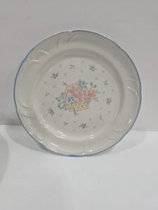 Country Basket Collection Japan Stoneware Blue Pink 8" SALAD PLATE Lot Of 8  - Picture 1 of 6