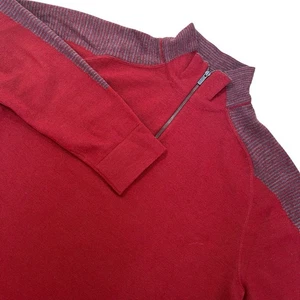 SmartWool 100% Merino Wool 1/4 Zip Sweater Mens M Red Knit Ski Outdoor Pullover - Picture 1 of 9