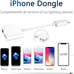 2in1 Adapter AUX Headphone Jack Charger To 3.5mm Splitter for IPhone 14 13 12 11 - Picture 1 of 9