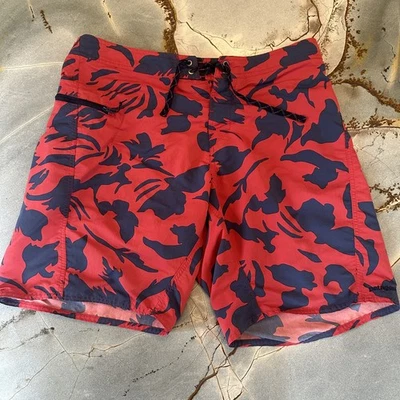 Patagonia Board Shorts Para Hombres 36 Rojo Azul Bañador Hawaiano Floral Surf Playa Foto 1 de 4
