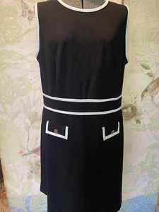 Karl Lagerfeld Paris schwarz weiß Paspel adrett ärmellos Etuikleid 14 neu neu mit Etikett - Bild 1 von 7