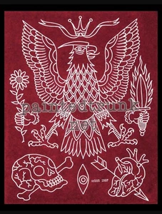tatuaggio vintage 1997 dan higgs freaky folk art teschio aquila #1 stampa flash 11x14 - Foto 1 di 1