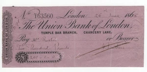 John Ruskin Signed Bank Check 1868 / Autographed British Writer to his Wife - Picture 1 of 1