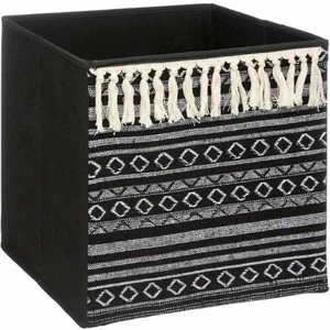 Cesta Decorativa Five Etnic Con flecos 31 x 31 x 31 cm Negro Poliéster Plásti - Imagen 1 de 1