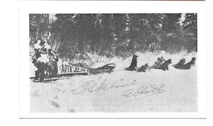 Vintage 1939 NY Worlds Fair POSTCARD signed by ESKIMO ABBOTT (Leland)& dog sled - Picture 1 of 2