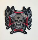 Motorcycles Rider Skull Flame Large Biker Jacket Back Sew On Embroidered Patch