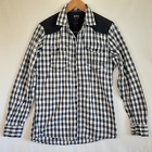 Outfitters Goldenage Mens Shirt Size S Navy Blue White Check Cotton Padded Yoke