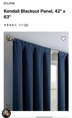 Eclipse Black Out One Rod Panel New 42”x63” Kendall Denim - Image 1 of 4