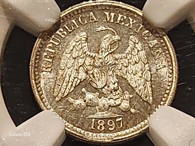 1897 CN M Culiacan, Mexico 5 Centavos NGC MS65 Silver Coin (Pop 6, 2 Higher) - Image 1 of 4