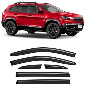 Sun Rain Visors Wind Rain Guards for 2014-2023 Jeep Cherokee SHATTERPROOF - Foto 1 di 9