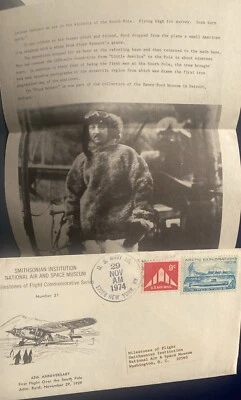 FLOWN -SMITHSONIAN INSTITUTION MILESTONES OF FLIGHT #21 SOUTH POLE FLIGHT 1974 - Image 1 of 4
