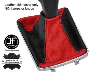 BLACK & RED TOP GRAIN LEATHER GEAR BOOT FITS HOLDEN ASTRA MK5 AH 2004-2009 - Picture 1 of 3
