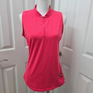 Under Armour 1/4 zip Golf Shirt Womens Small Pink Blue Polka Dot Grand Hotel - Picture 1 of 8