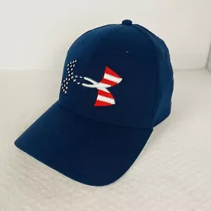 Under Armour Berretto Baseball Uomo Bandiera Americana Logo - Cappello Regolabile Blu Navy - Foto 1 di 8