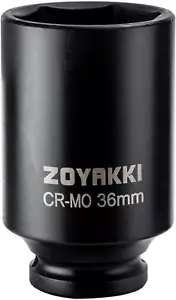 1/2" Drive X 36 Mm Deep 6 PT Impact Socket , CR-MO, 1/2-Inch Dri - Picture 1 of 12