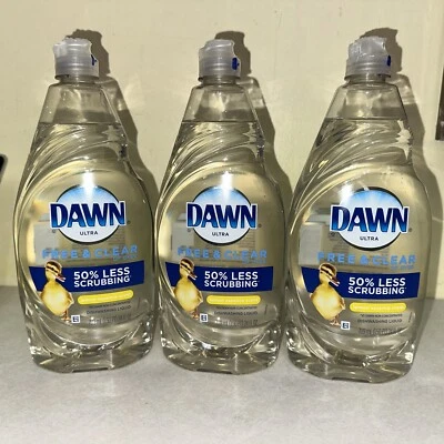 PACK of 3-Dawn FREE & CLEAR Dishwashing Liquid Dish Soap 24oz Each FREE SHIPPING - Image 1 of 4