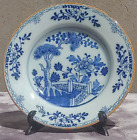 18th Century Dutch Delft Blue & White Porceleyne Bijl Chinoiserie Pottery Plate