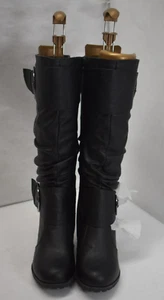 Top Moda Pure-65 Fashion Round Toe Slouch Buckle Wedge Mid Calf Boots Size 8.5 - Picture 1 of 8