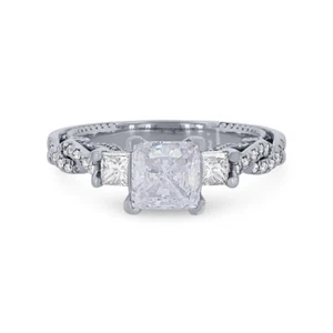 IGI GIA Lab Grown Diamond Engagement Ring 2.00 CT Princess Cut 950 Platinum - Picture 1 of 15