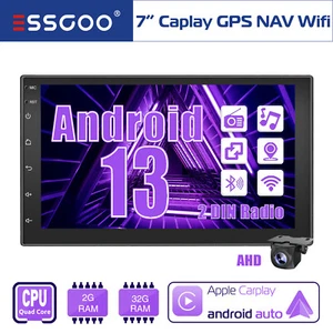 7" Carplay Autoradio Android 13 2+32G GPS SAT NAV RDS WiFi USB ASP 2 DIN Kamera - Bild 1 von 13